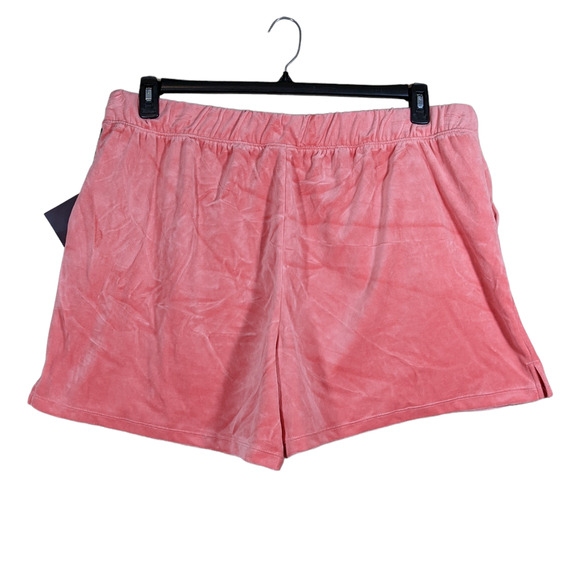 Ava & Viv Shorts Velvet 1X High Rise Pull On Lounge Stretch Waist Pockets‎ Coral - Picture 3 of 11